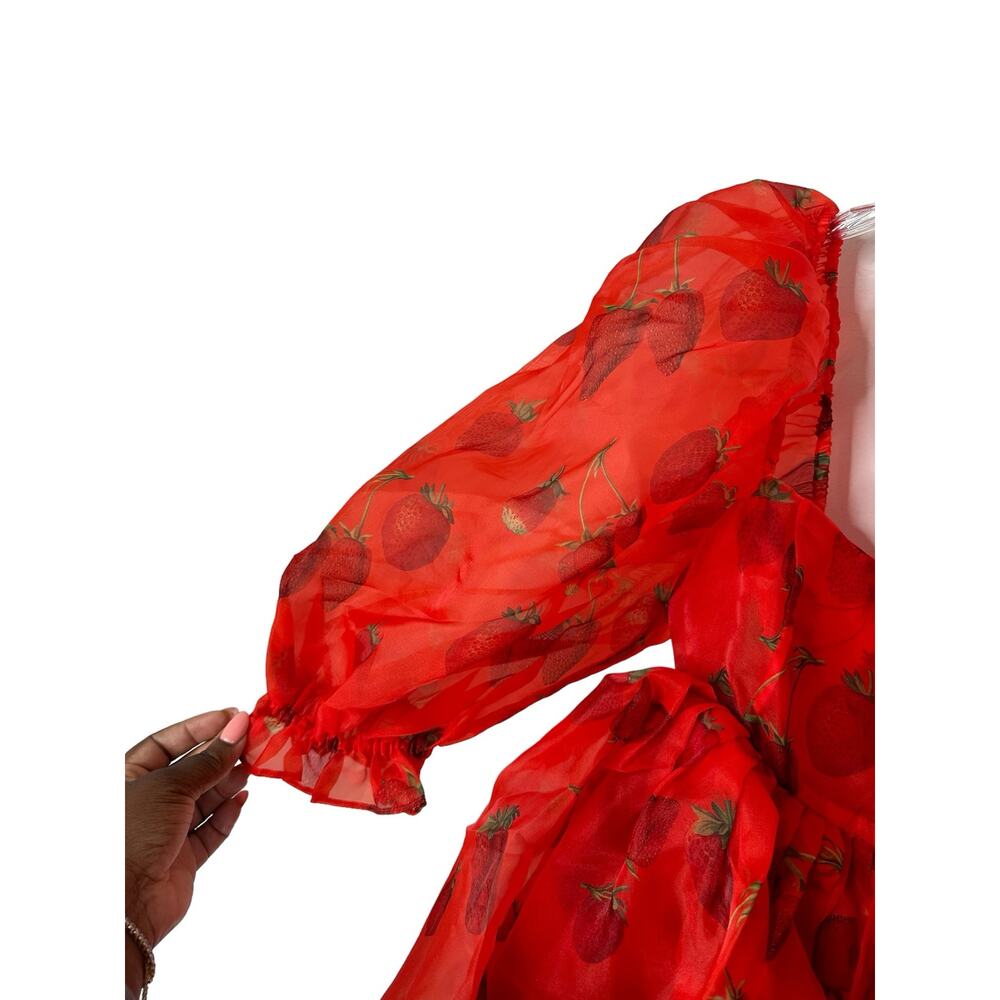 Selkie Red Strawberry-Print Mini Dress - Picture 6 of 12